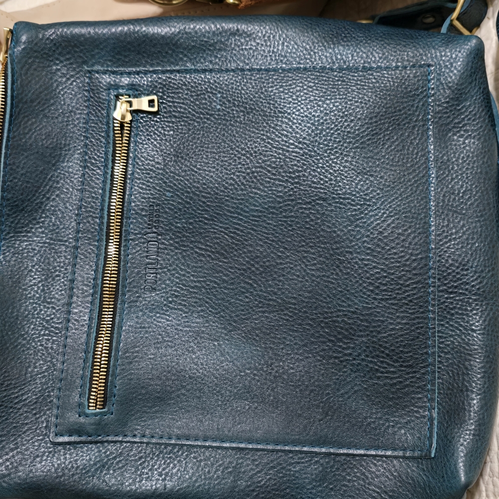 Portland leathergood's tote backpack in lagoon premium
